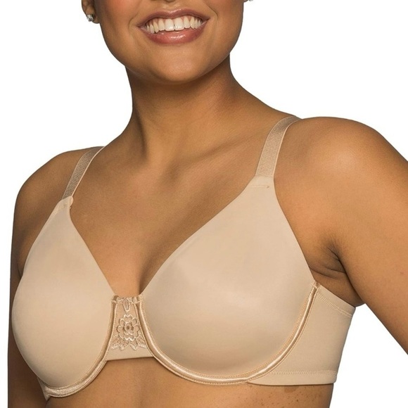 NWT Vanity Fair Women's Beauty Back Smoothing Minimizer Bra  42C Damask Neutral - Picture 1 of 5